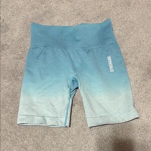 Gymshark Women's Teal to Light Gray Ombre Bike Shorts